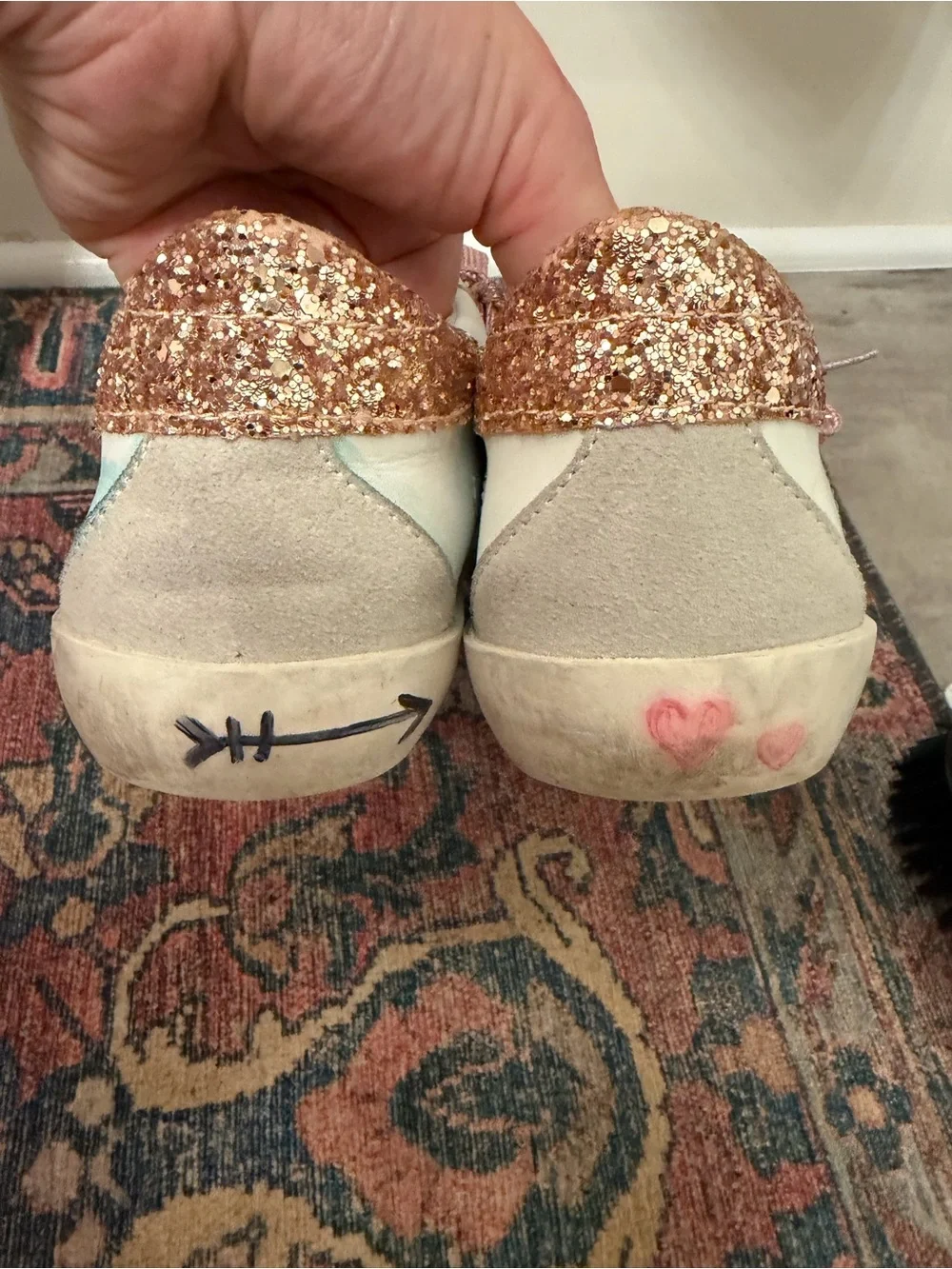 Golden Goose Women’s White Sneakers with Pink Accents